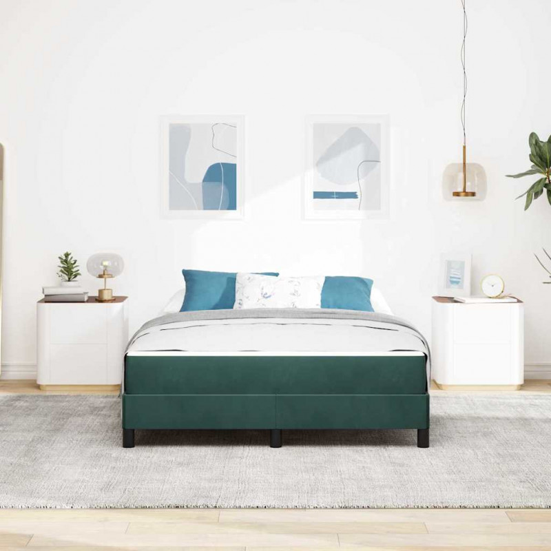 Łóżko sprężynowe z materacem Ciemna zieleń 160 x 200 cm tkanina