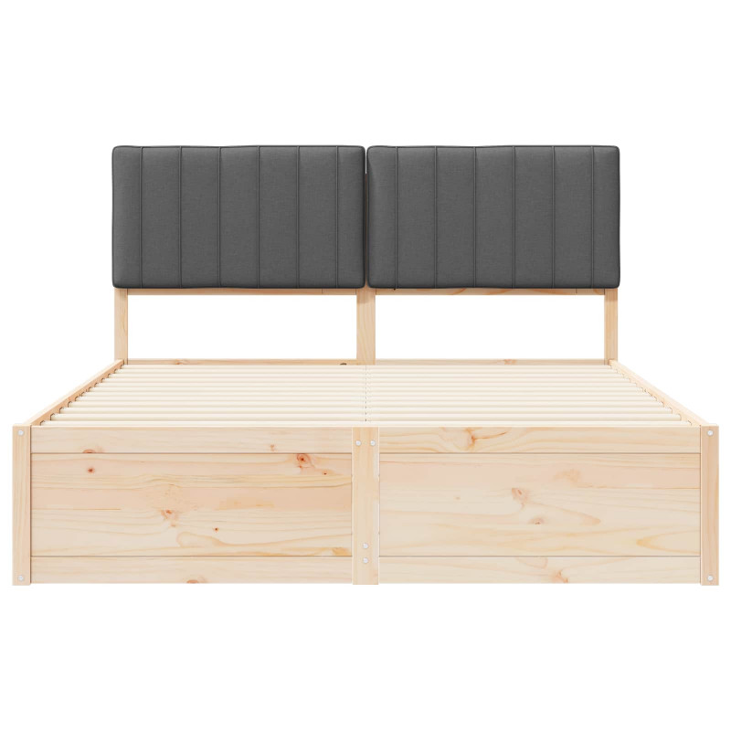 Ramka łóżka z tapicerowanym wezgłowiem Ciemnoszary 150 x 200 cm