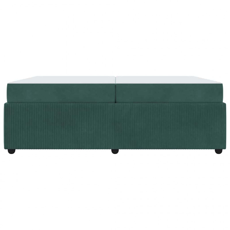 Ramka łóżka z materacem Ciemna zieleń 200 x 200 cm tkanina