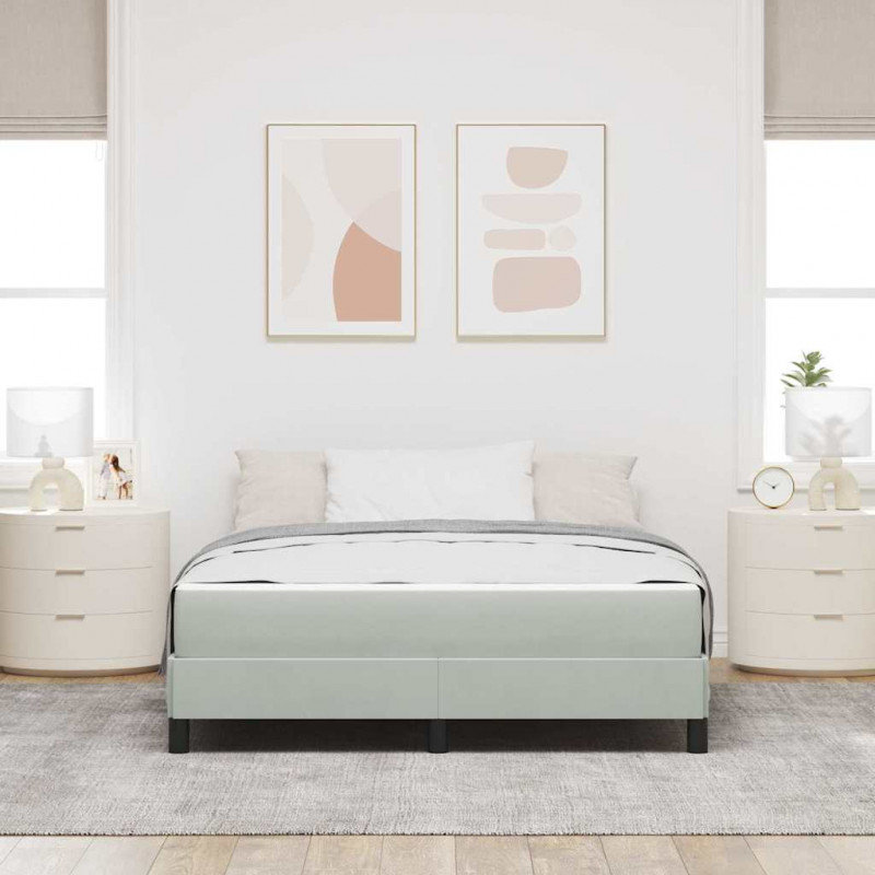 Łóżko sprężynowe z materacem Jasnoszary 160 x 210 cm tkanina