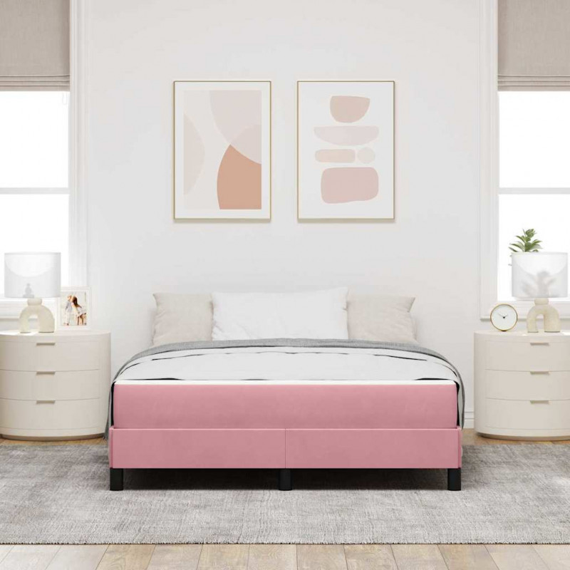 Łóżko sprężynowe z materacem Różowy 160 x 210 cm tkanina