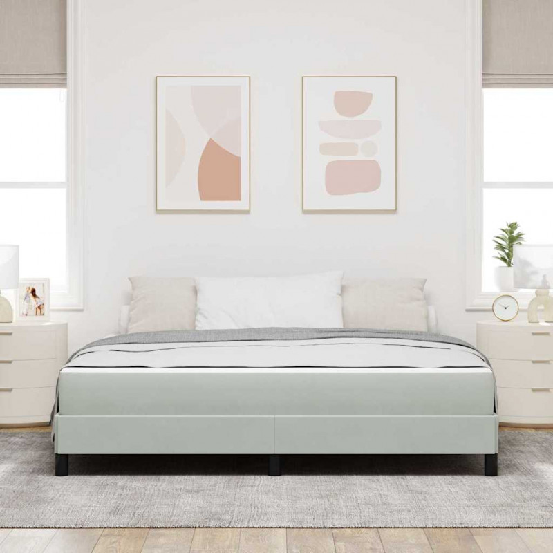 Łóżko sprężynowe z materacem Jasnoszary 180 x 210 cm tkanina