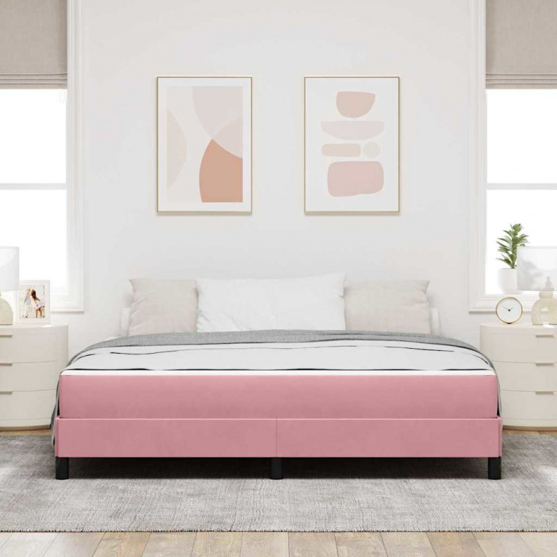 Łóżko sprężynowe z materacem Różowy 180 x 210 cm tkanina