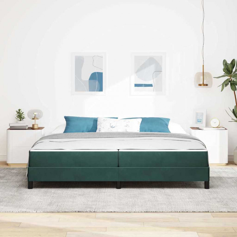 Łóżko sprężynowe z materacem Ciemna zieleń 200 x 210 cm tkanina