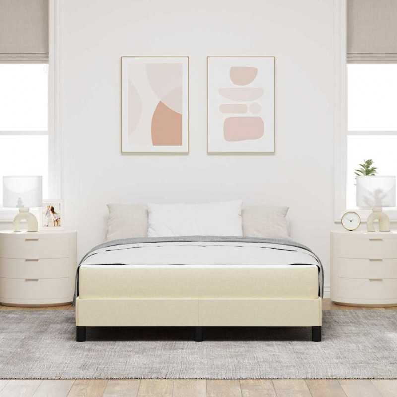 Łóżko sprężynowe z materacem Kremowy 140 x 200 cm tkanina