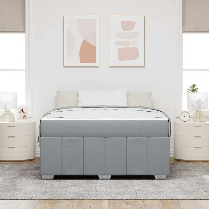 Ramka łóżka z materacem Jasnoszary 140 x 200 cm tkanina