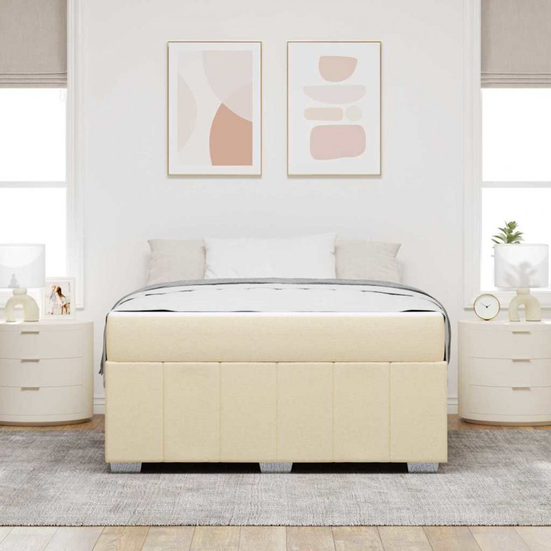 Ramka łóżka z materacem Kremowy 140 x 200 cm tkanina