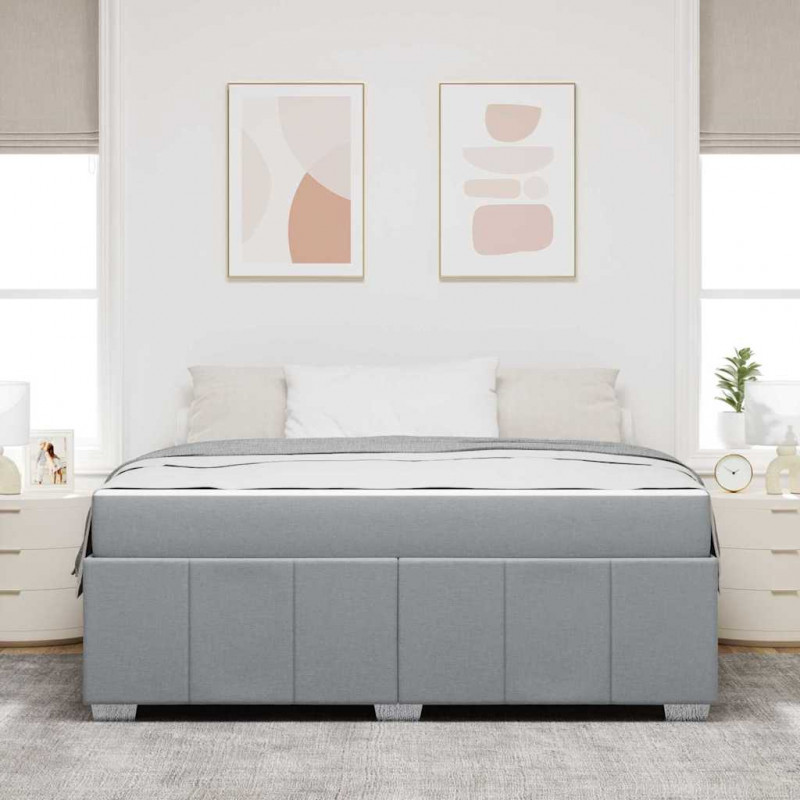 Ramka łóżka z materacem Jasnoszary 180 x 200 cm tkanina
