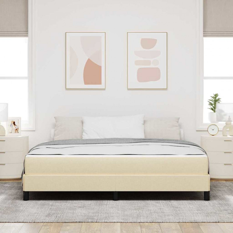 Łóżko sprężynowe z materacem Kremowy 180 x 200 cm tkanina