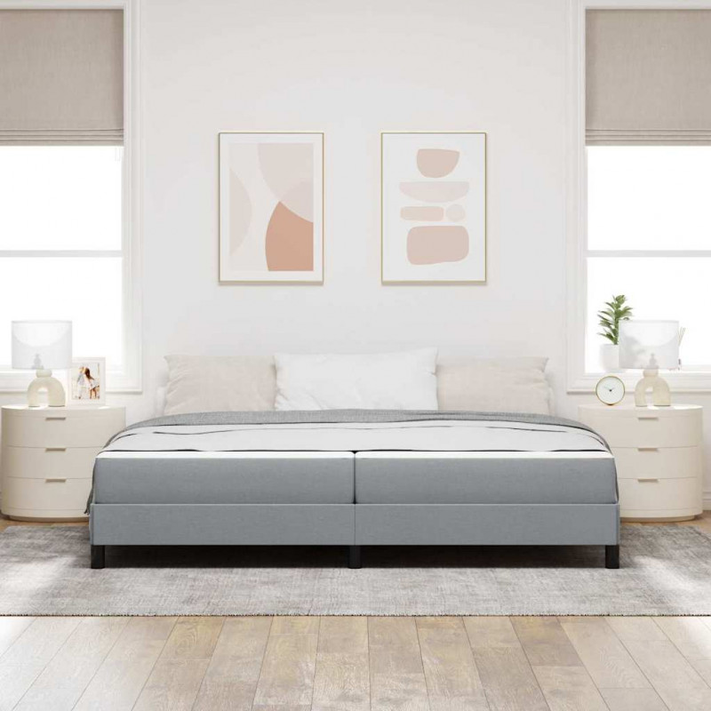 Łóżko sprężynowe z materacem Jasnoszary 200 x 200 cm tkanina