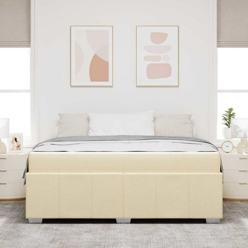 Ramka łóżka z materacem Kremowy 180 x 200 cm tkanina