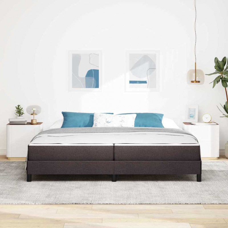 Łóżko sprężynowe z materacem Ciemny brąz 200 x 200 cm tkanina