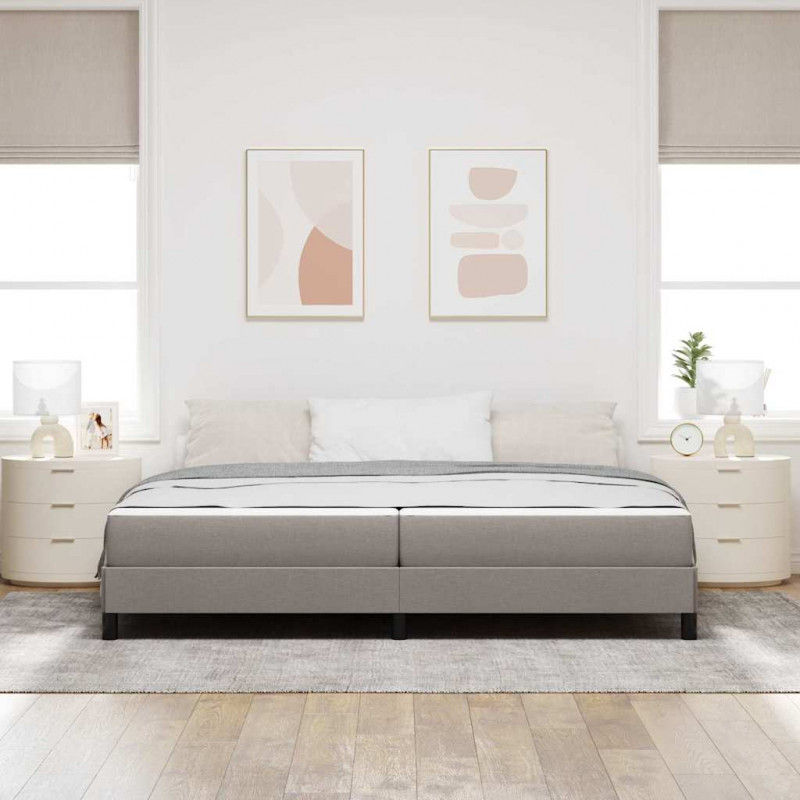 Łóżko sprężynowe z materacem Ciemnoszary 200 x 200 cm tkanina