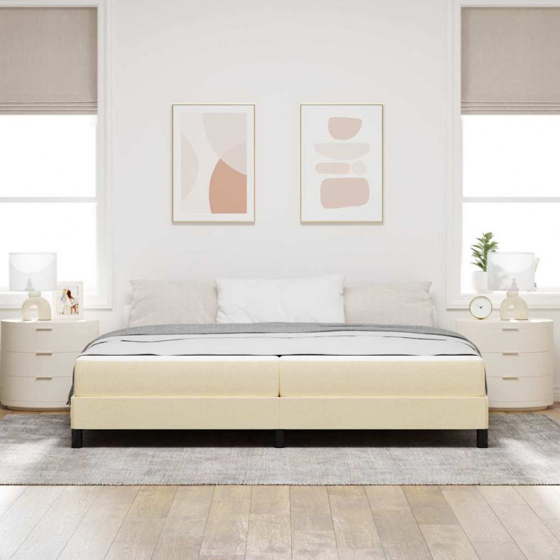Łóżko sprężynowe z materacem Kremowy 200 x 200 cm tkanina