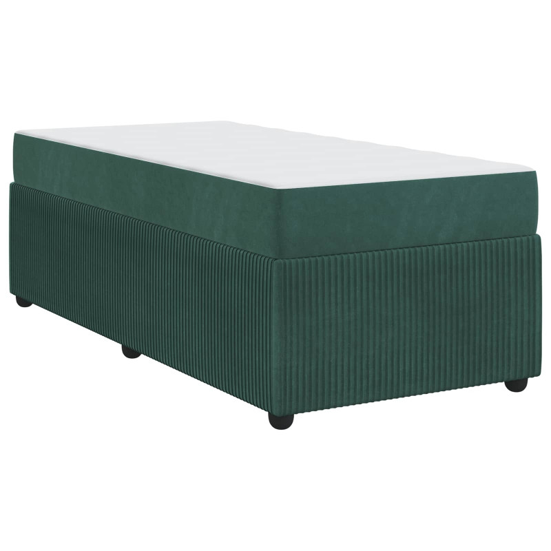 Ramka łóżka z materacem Ciemna zieleń 80 x 200 cm tkanina