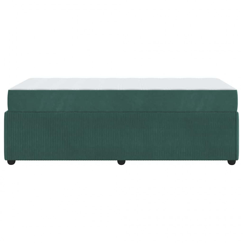 Ramka łóżka z materacem Ciemna zieleń 80 x 200 cm tkanina
