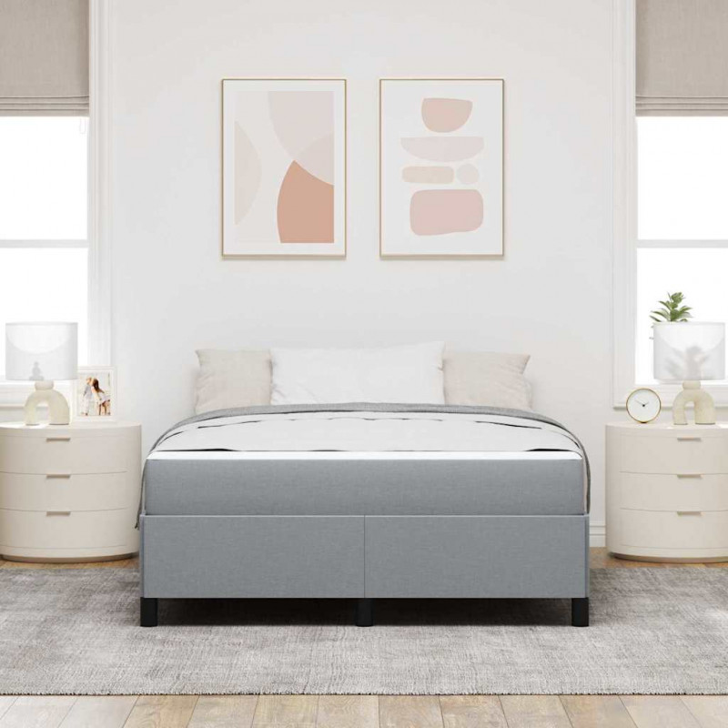 Łóżko sprężynowe z materacem Jasnoszary 140 x 190 cm tkanina