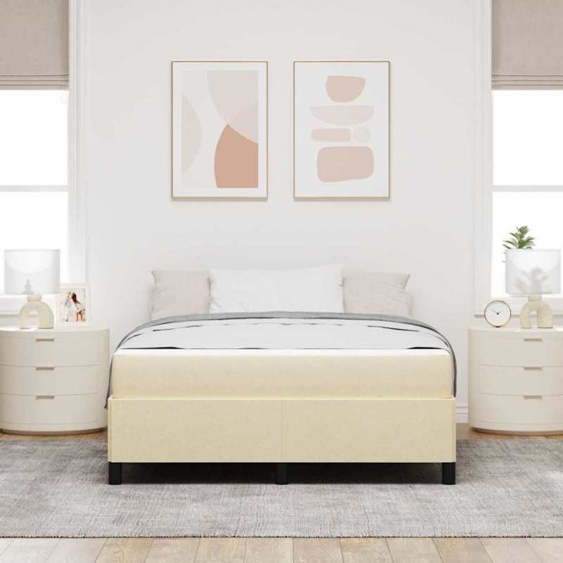 Łóżko sprężynowe Kremowy 140 x 200 cm tkanina