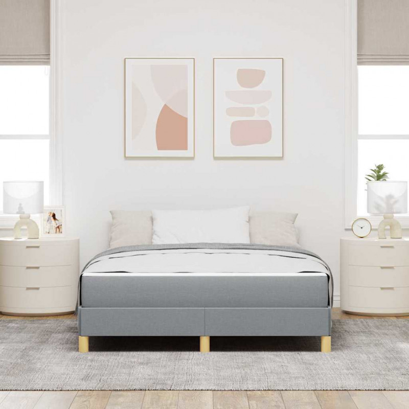 Łóżko sprężynowe z materacem Jasnoszary 140 x 190 cm tkanina