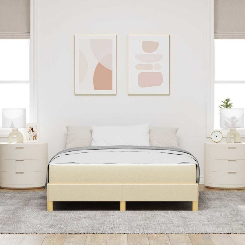 Łóżko sprężynowe z materacem Kremowy 140 x 190 cm tkanina