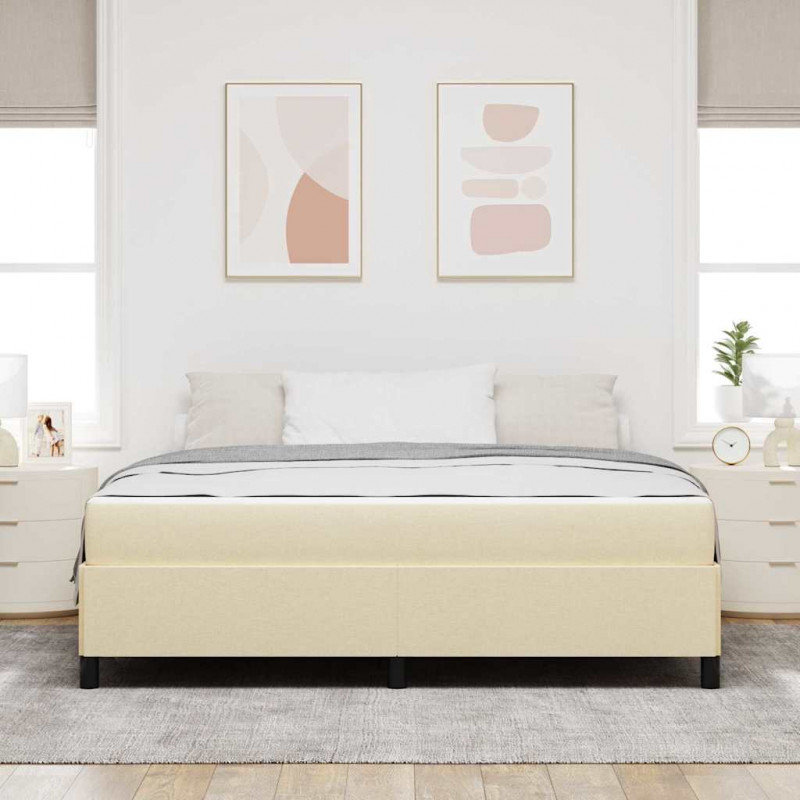 Łóżko sprężynowe Kremowy 180 x 200 cm tkanina