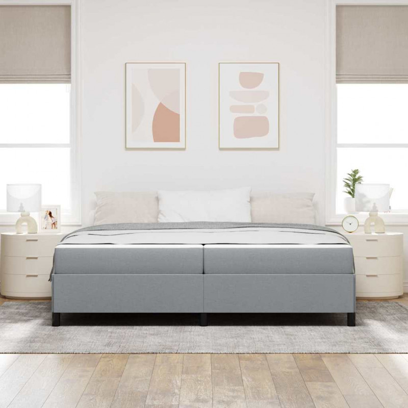 Łóżko sprężynowe z materacem Jasnoszary 200 x 200 cm tkanina