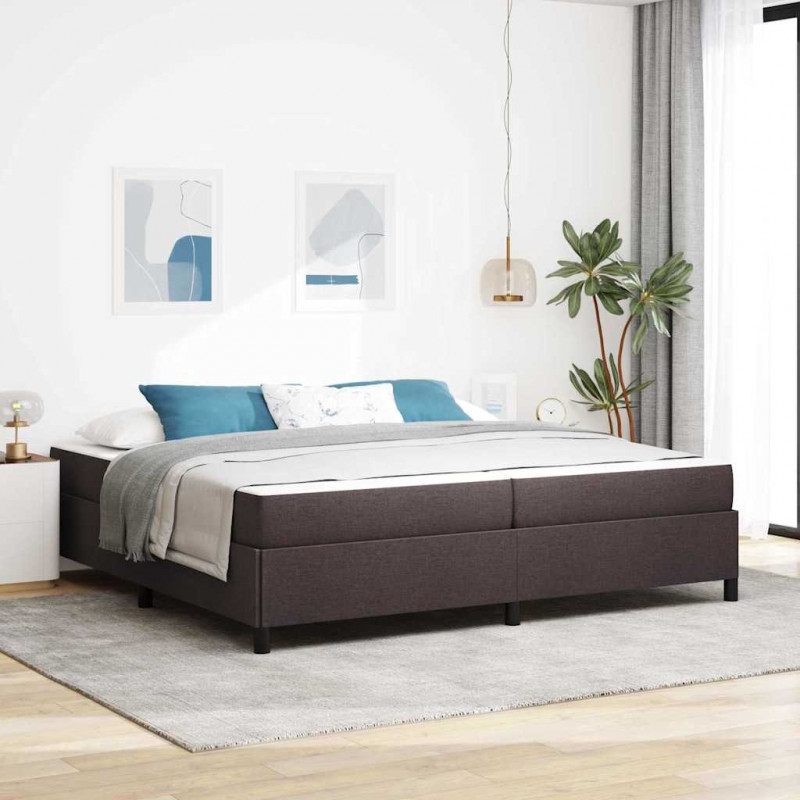 Łóżko sprężynowe z materacem Ciemny brąz 200 x 200 cm tkanina