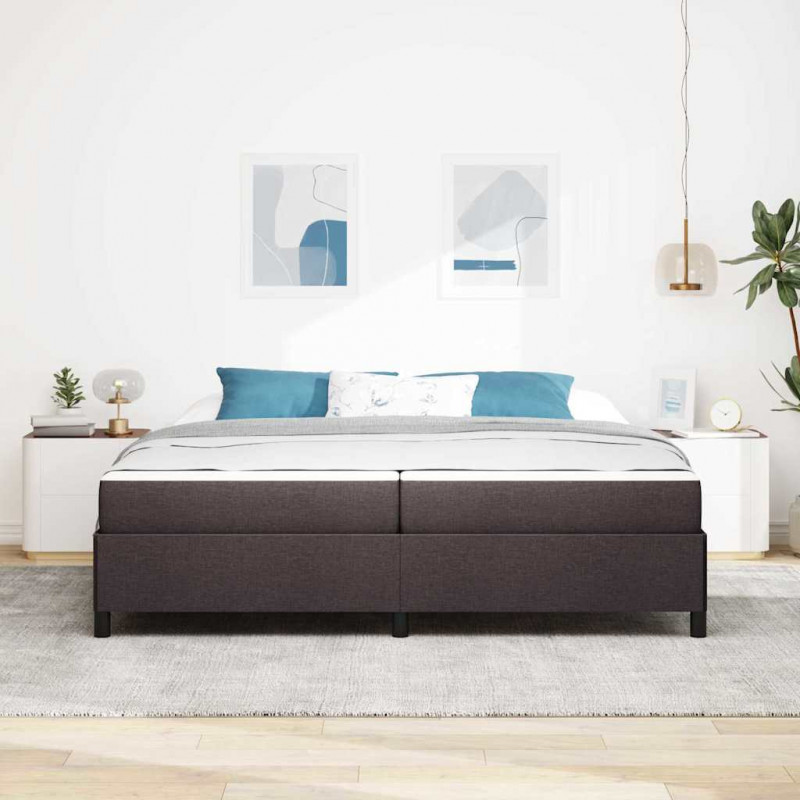 Łóżko sprężynowe z materacem Ciemny brąz 200 x 200 cm tkanina