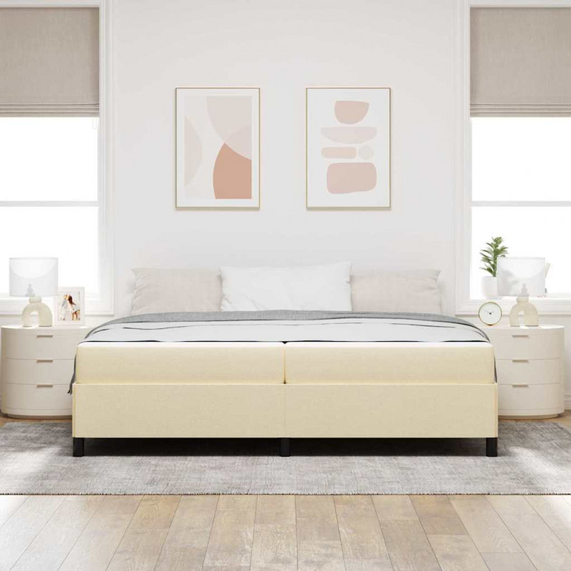 Łóżko sprężynowe z materacem Kremowy 200 x 200 cm tkanina