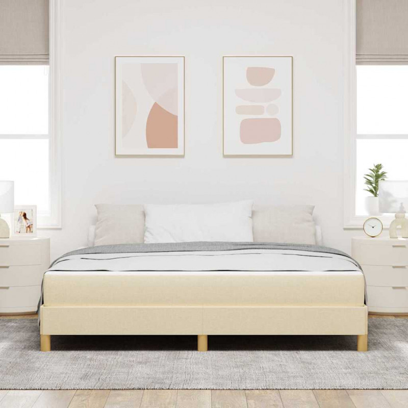 Łóżko sprężynowe z materacem Kremowy 180 x 200 cm tkanina