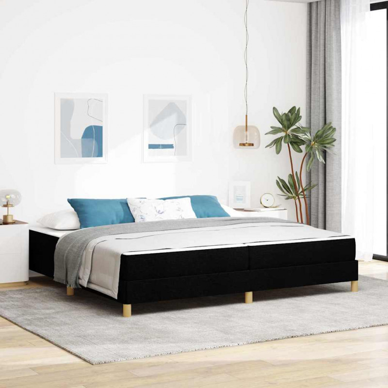Łóżko sprężynowe z materacem Czarny 200 x 200 cm tkanina