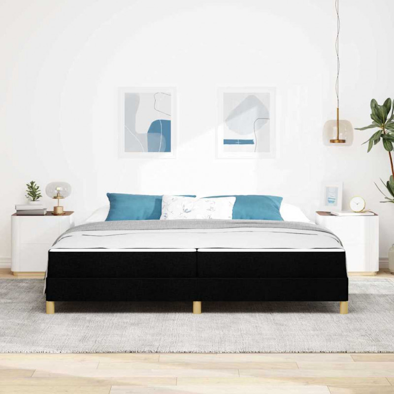 Łóżko sprężynowe z materacem Czarny 200 x 200 cm tkanina