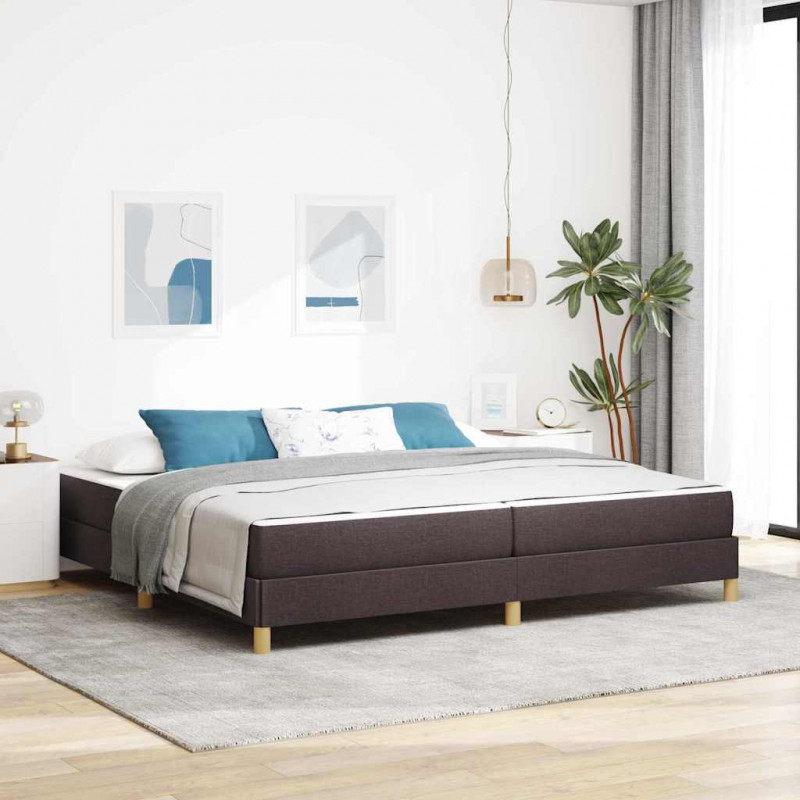 Łóżko sprężynowe z materacem Ciemny brąz 200 x 200 cm tkanina