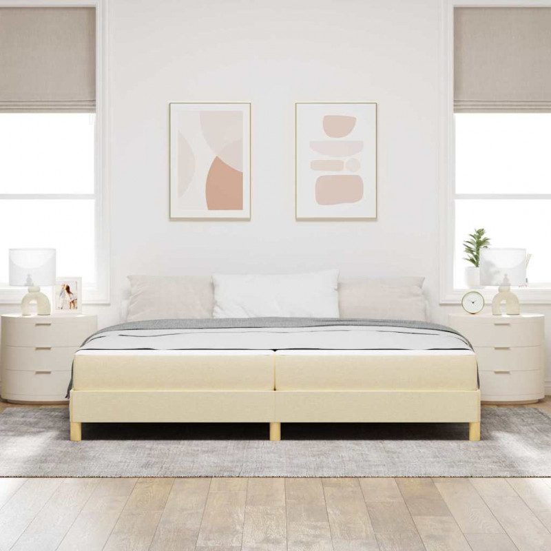 Łóżko sprężynowe z materacem Kremowy 200 x 200 cm tkanina