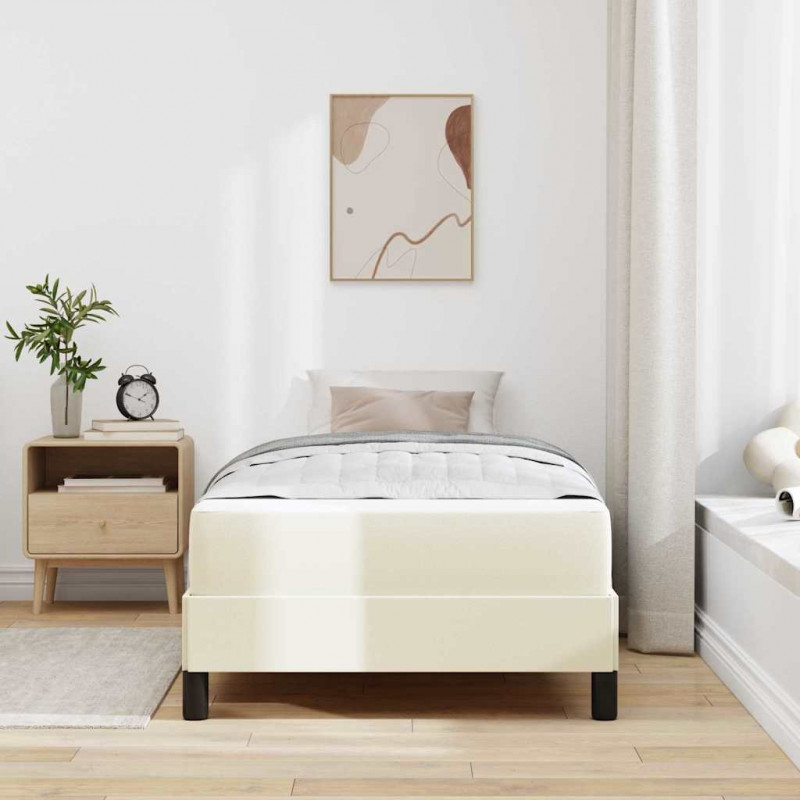 Ramka łóżka z materacem Kremowy 90 x 200 cm tkanina