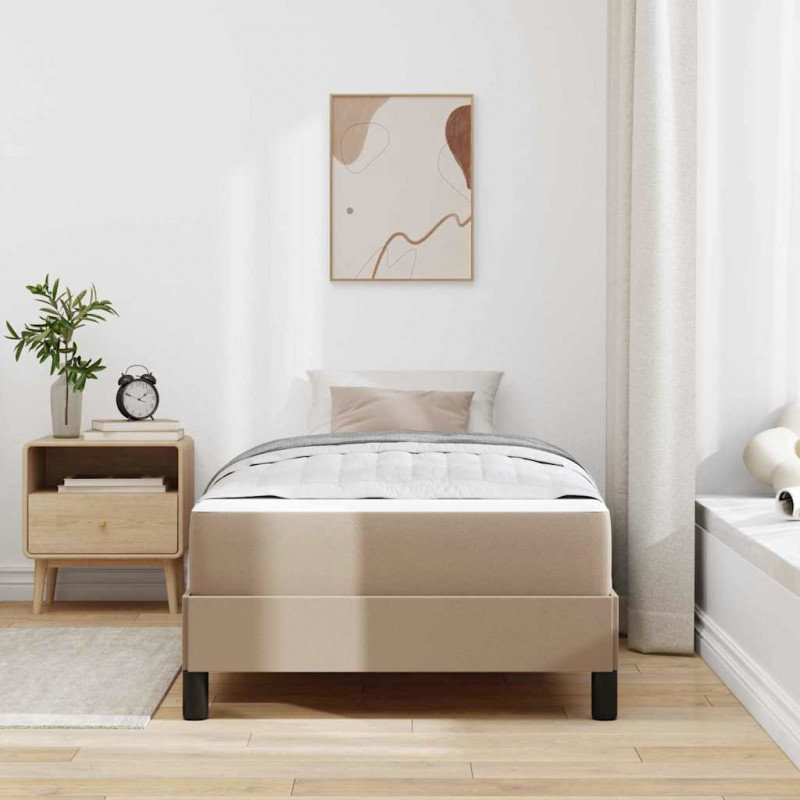 Ramka łóżka z materacem Cappuccino 100 x 200 cm tkanina