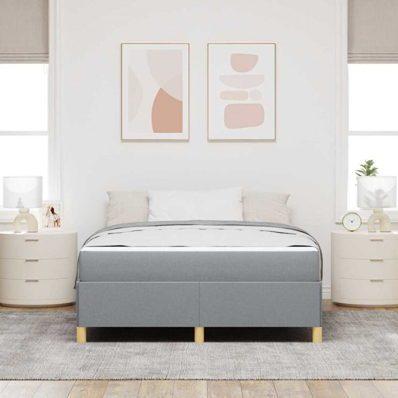 Ramka łóżka z materacem Jasnoszary 140 x 190 cm tkanina