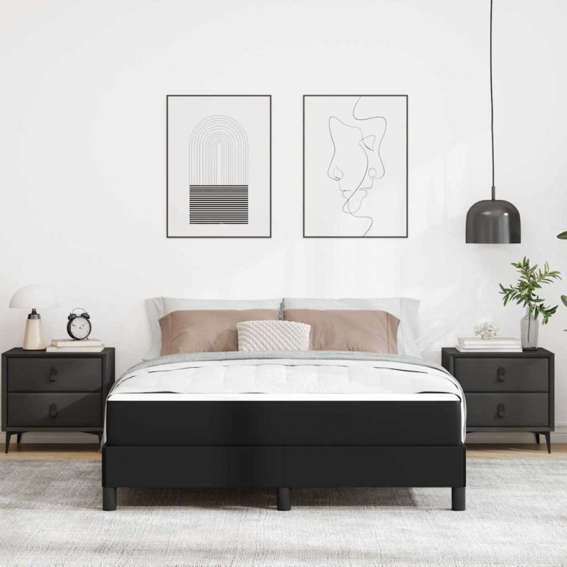 Ramka łóżka z materacem Czarny 140 x 190 cm tkanina