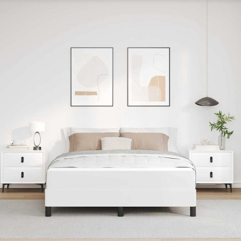 Ramka łóżka z materacem Czysta Biała 140 x 190 cm tkanina