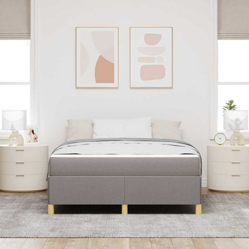 Ramka łóżka z materacem Ciemnoszary 140 x 190 cm tkanina