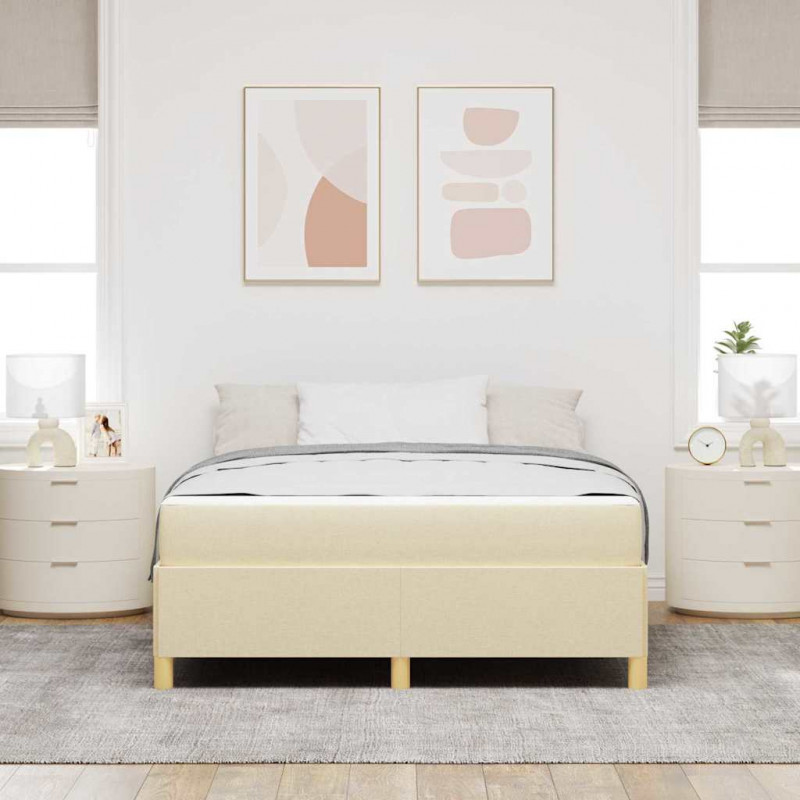 Ramka łóżka z materacem Kremowy 140 x 200 cm tkanina
