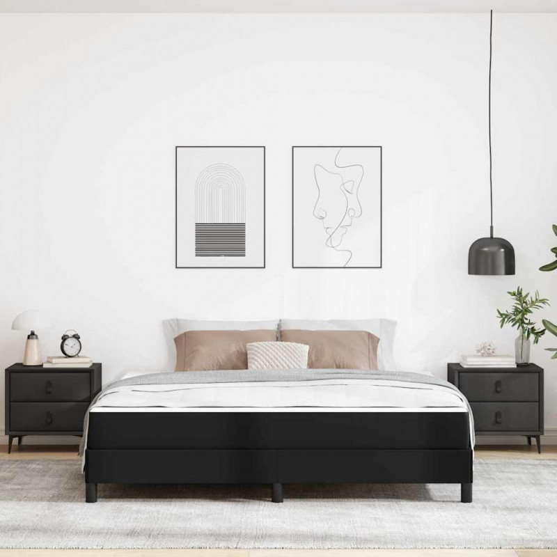 Ramka łóżka z materacem Czarny 180 x 200 cm tkanina