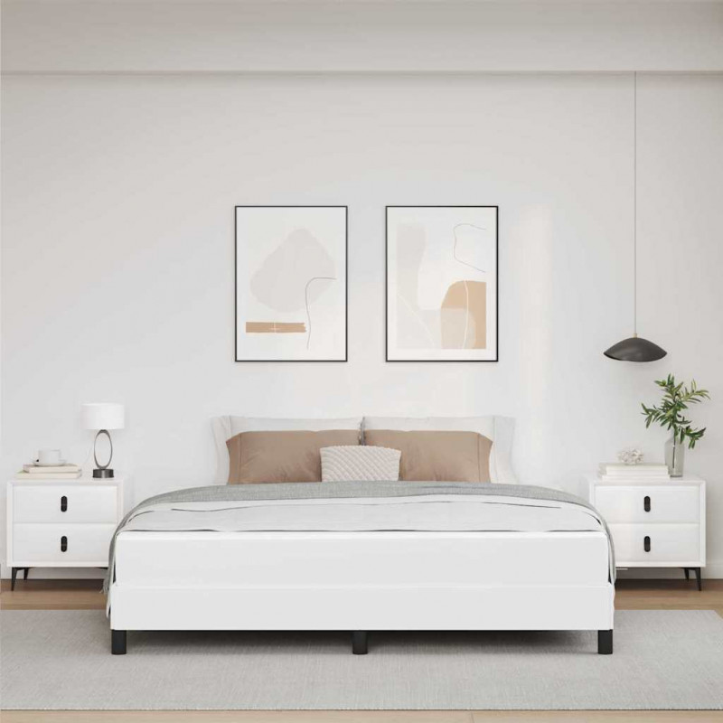 Ramka łóżka z materacem Czysta Biała 180 x 200 cm tkanina