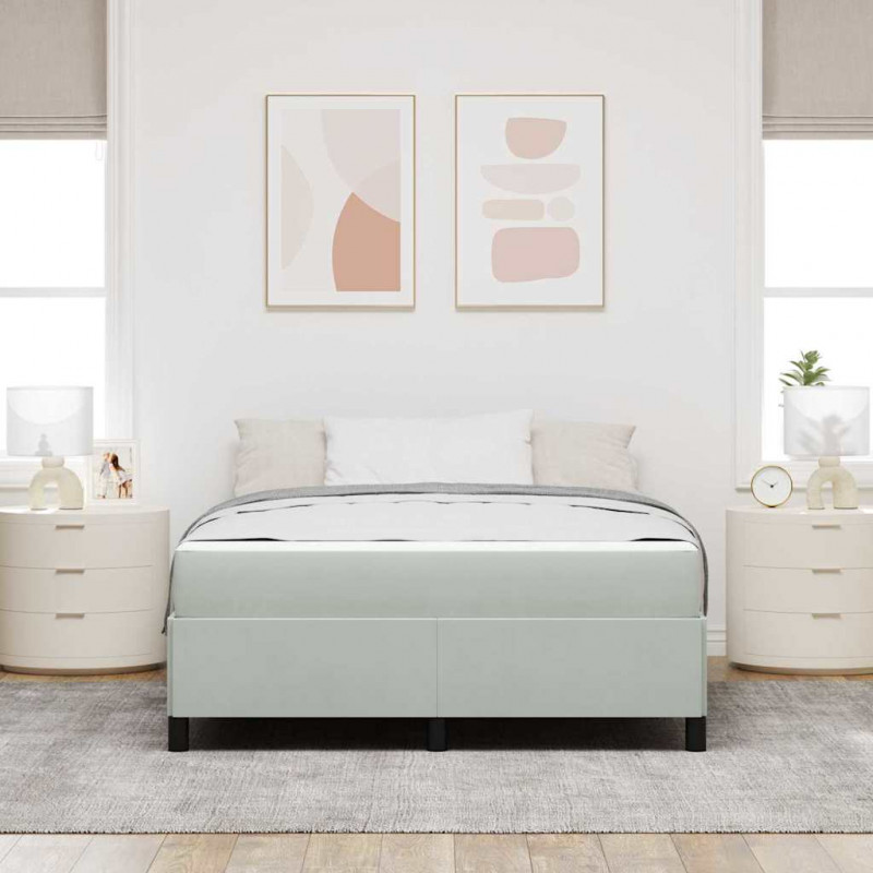 Ramka łóżka z materacem Jasnoszary 160 x 200 cm tkanina