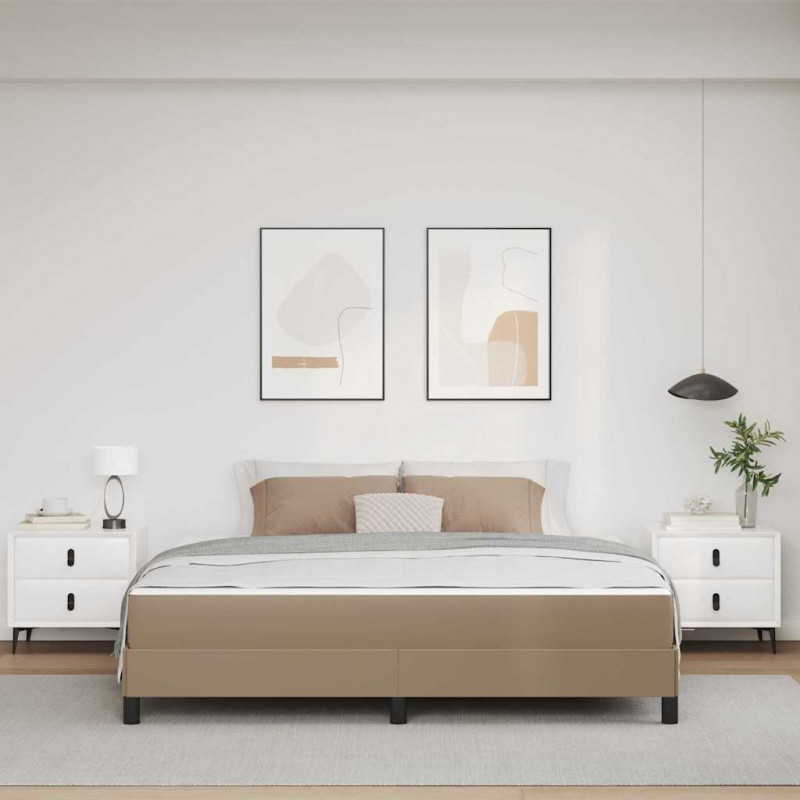 Ramka łóżka z materacem Cappuccino 180 x 200 cm tkanina