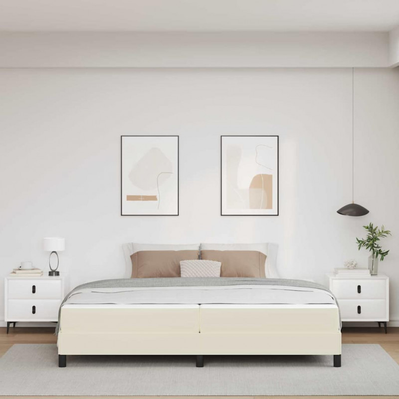Ramka łóżka z materacem Kremowy 200 x 200 cm tkanina