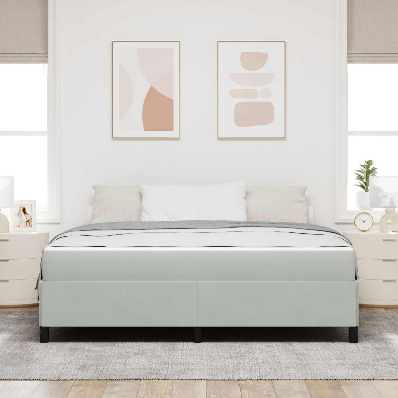 Ramka łóżka z materacem Jasnoszary 180 x 200 cm tkanina