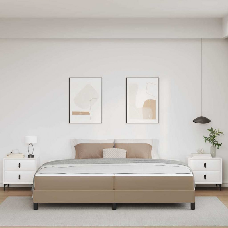 Ramka łóżka z materacem Cappuccino 200 x 200 cm tkanina
