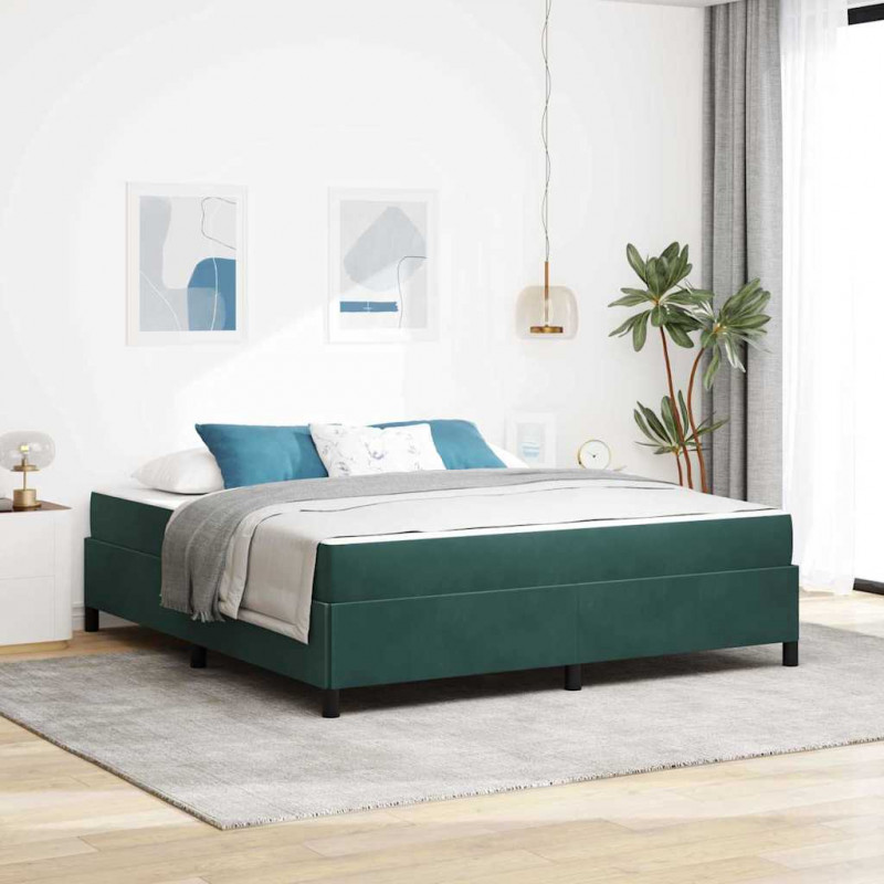 Ramka łóżka z materacem Ciemna zieleń 180 x 200 cm tkanina