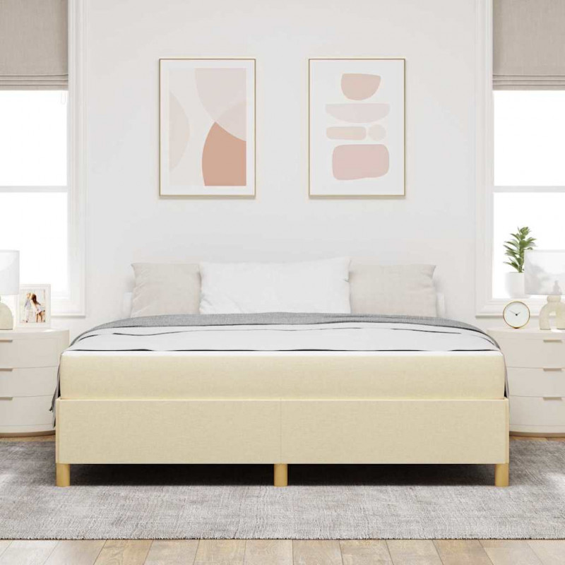 Ramka łóżka z materacem Kremowy 180 x 200 cm tkanina